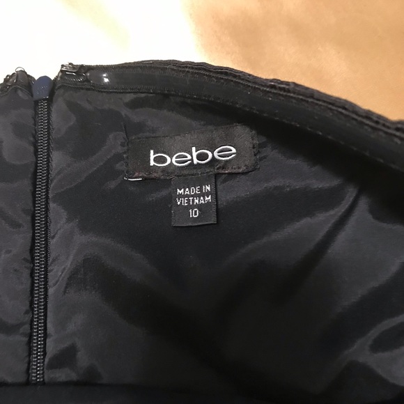 BEBE Black Strapless Mini Dress Two Tone Design w/ Texture Front-Back  Solid Blk - Picture 7 of 7